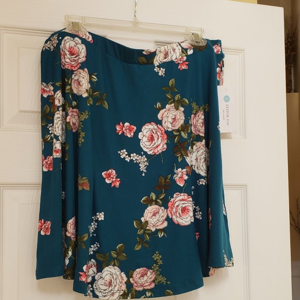 French Grey Floral Skirt